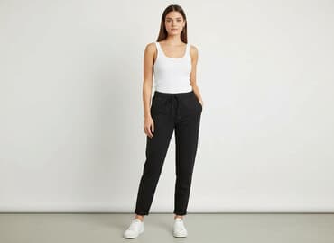 spodnie pizamowe bershka: Bershka, Spodnie materiałowe damskie, rozmiar S — 9