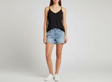 czarne t shirty damskie w serek: T-shirt damski, rozmiar S — 5