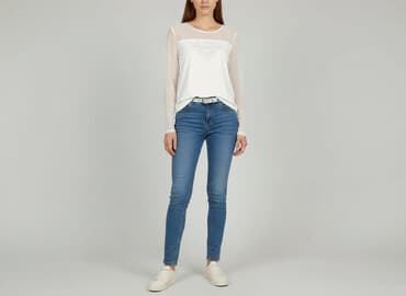 biala bluzka na dlugi rekaw: Bluzka damska, rozmiar S — 1