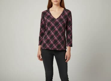 bluzka w kratę czarno biala: Bluzka damska, rozmiar S — 1