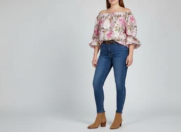 bluzki hiszpanki w kwiaty: Bluzka damska, rozmiar XL — 5