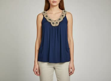 top z piórami czarny: Bluzka damska, rozmiar S — 6