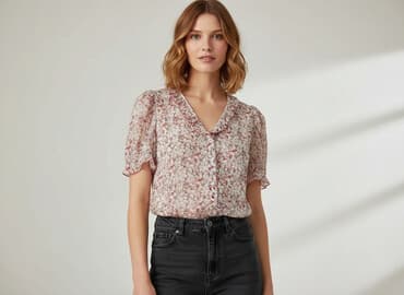 bluzka damska z kwiatem: Bluzka damska, rozmiar L — 5