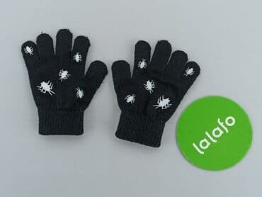 czarne wzorzyste rajstopy: Gloves, One size, condition - Good — 2