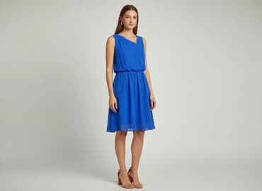 błękitna sukienka wieczorowa: Boohoo, Sukienka damska, rozmiar L — 6