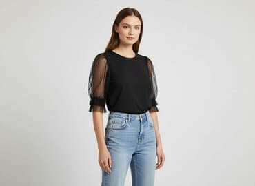 bluzka czarna z tiulem: Medicine, Women's blouse, size S — 1