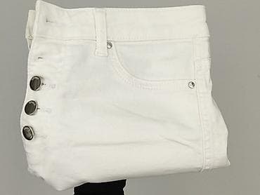 biale materialowe spodnie: Szorty damskie, rozmiar S — 6