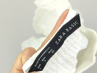biała bluzka z krótkim rękawem zara: Zara, Bluzka damska, rozmiar L — 5