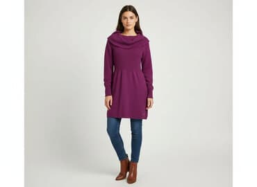 fioletowa sukienka z długim rękawem: Tunika damska, rozmiar S — 1