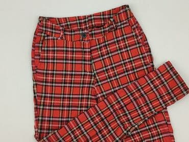 spodnie czerwone w kratę h m: Material trousers for women, size S — 1