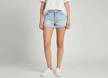 hm krótkie spodenki dzins low waist: H&M, Szorty damskie, rozmiar M — 6