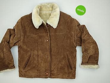 leather: Męska kurtka zimowa typu shearling - Kolor: ciepły brąz - Materiał — 2