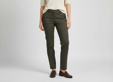 oliwkowe buty: Spodnie materiałowe damskie, rozmiar S — 5