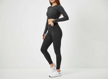 czarne legginsy sportowe z wysokim stanem: Legginsy Sportowe damskie, rozmiar S — 6