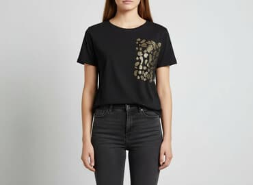 bluzka z dlugim rekawem czarna: T-shirt damski, rozmiar S — 6