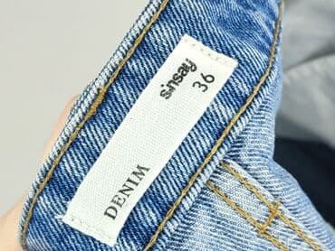 krótkie jeansowe spodenki z wysokim stanem podarte: Denim, Szorty damskie, rozmiar S — 4