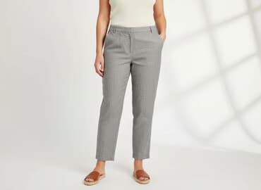 szerokie spodnie pepco: Papaya, Spodnie materiałowe damskie, rozmiar XL — 7