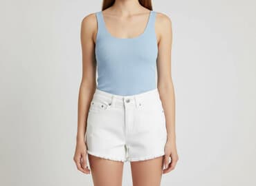 woskowane jeansy z wysokim stanem: Clockhouse, Szorty damskie, rozmiar XS — 7