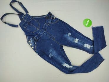 spodnie z dziurami plus size: Denim, Ogrodniczki damskie, 2XL — 2