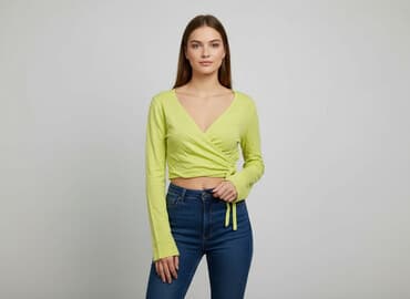 bluzka żółta w czarne paski: Claudia Sträter, Top damski, rozmiar M — 6