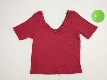 czerwona bluzki z dekoltem v: T-shirt damski, rozmiar S — 4