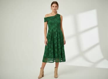 sukienka maxi butelkowa zieleń długi rękaw: Sukienka damska, rozmiar M — 1