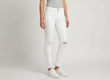 biale szerokie jeansy: Denim Co, Jeansy damskie, rozmiar M — 8