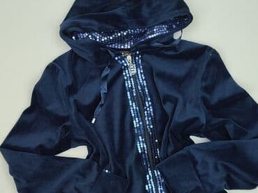 granatowa bluza h m: Velour, Bluza z kapturem damska, rozmiar L — 1