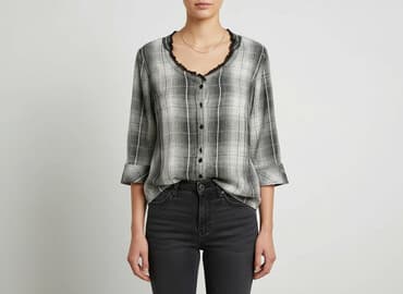 bluzka w kratę czarno biala: Bluzka damska, rozmiar S — 1