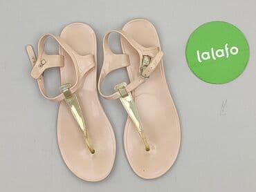 sandały na koturnie z pomponami: Japonki damskie, rozmiar 37 — 2