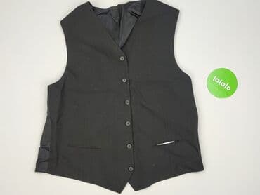 Ubrania męskie: Męska kamizelka garniturowa, czarna, w delikatny prążek. Cechy: - — 2