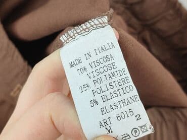 czekoladowe spodnie skórzane: Spodnie materiałowe damskie, M — 4