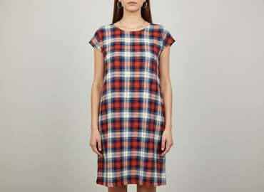 sukienka w kratę czerwona damska: Sukienka damska, rozmiar M — 1