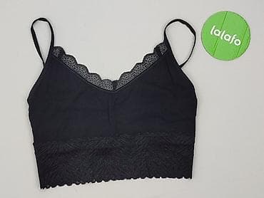 upla: Czarny damski top / biustonosz typu bralette na cienkich ramiączkach — 2
