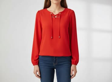 czerwone bluzki koronkowe: Bluzka damska, rozmiar S — 6