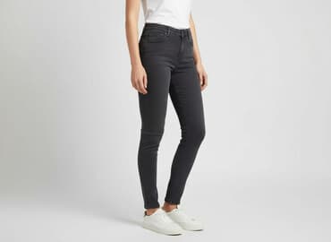 sinsay czarne spodnie z wysokim stanem: Sinsay, Jeansy damskie, rozmiar S — 1