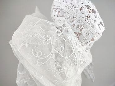 bluza robocza: Biały koronkowy woal/etola ślubna z haftem - Materiał: delikatny tiul — 4