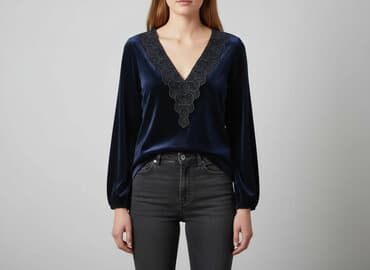 czarne bluzki pod marynarkę: Blue shadow, Bluzka damska, rozmiar M — 1