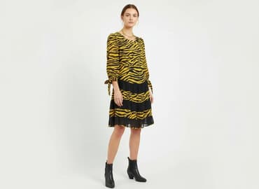 bluzka żółta w czarne paski: Sukienka damska, rozmiar L — 6