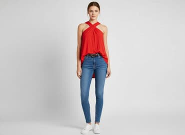 koszulka na ramiączkach jedwabna: Bershka, T-shirt damski, rozmiar S — 6
