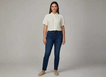 biała bluzka ze stójką damska: Bluzka damska, rozmiar XL — 5