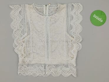 bluzka z aplikacją h: Top damski, S — 2