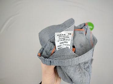 spodnie by love me: Męskie spodnie materiałowe w kratkę – szare - Rozmiar: 46 (z metki — 4