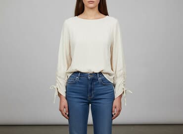 beżowa bluzka z dekoltem w serek: Zara, Women's blouse, size L — 1