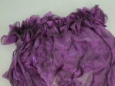 krótkie zasłony: Fioletowa falbaniasta firana/zasłona z lekkiego, półprzezroczystego — 1