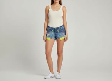 różowe szorty jeansowe damskie: Regular, Szorty damskie, rozmiar S — 8