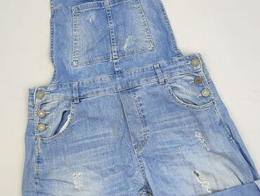 jeansy mom fit z dziurami bershka: Bershka, Ogrodniczki damskie, rozmiar L — 1