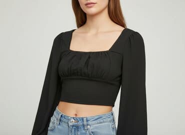 shein czarne bluzki: Shein, Top damski, rozmiar M — 6