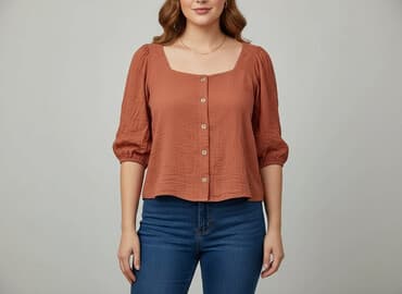 koszula puro lino: Blu, Bluzka damska, rozmiar XL — 7