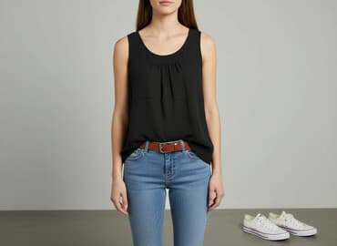 czarne t shirty damskie w serek: T-shirt damski, rozmiar S — 5